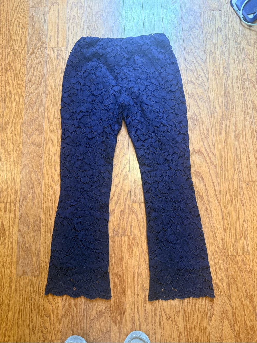 Free People Wild Laces Pull-On Crop Flare Pants in navy blue, size xs